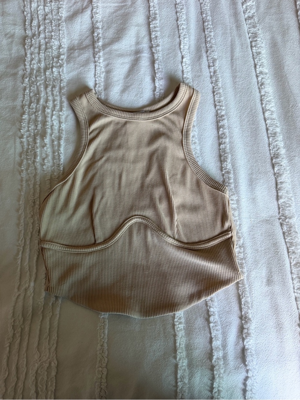 Princess Polly Ribbed Tan Crop Tank